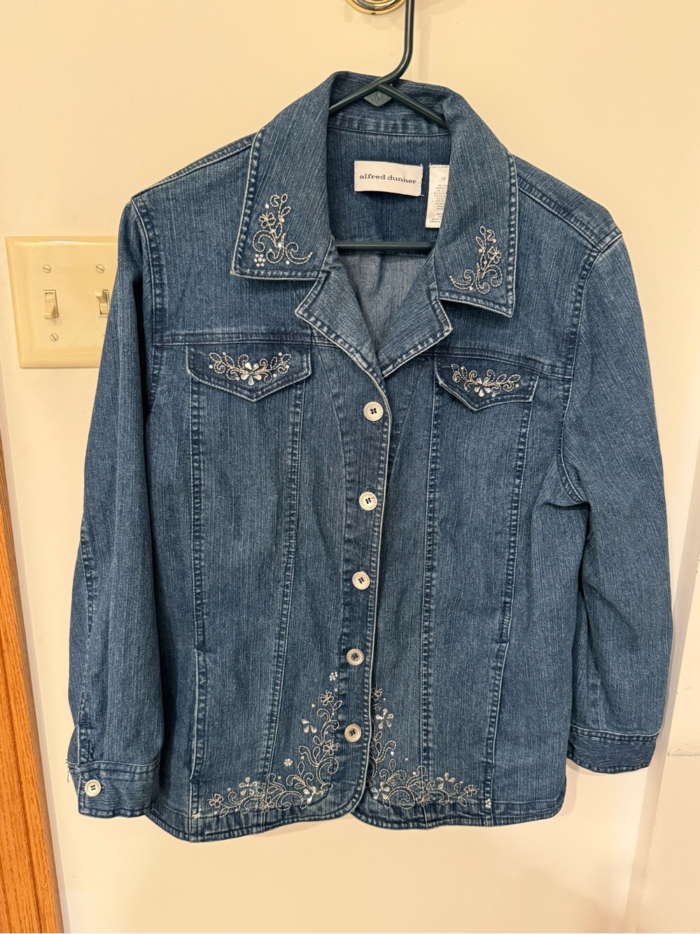 Alfred Dunner Embroidered Denim Jacket | Sz 12
